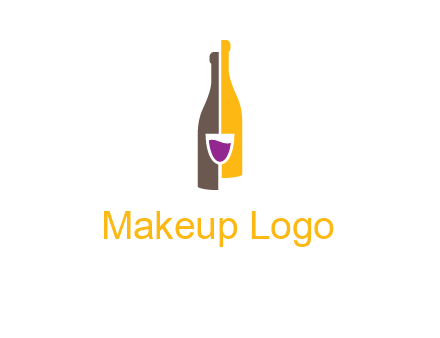 wine bottle with glass logo