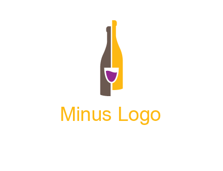 wine bottle with glass logo