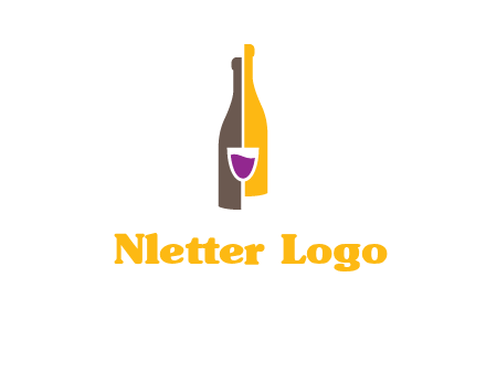 wine bottle with glass logo