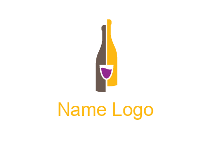 wine bottle with glass logo