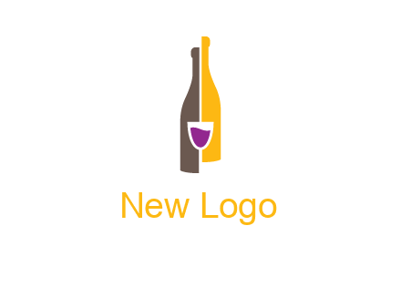 wine bottle with glass logo