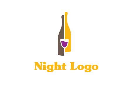 wine bottle with glass logo