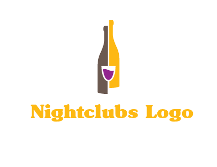 wine bottle with glass logo