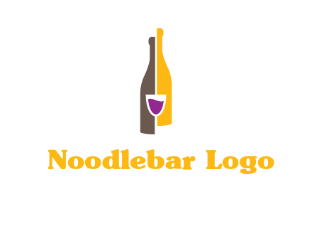wine bottle with glass logo