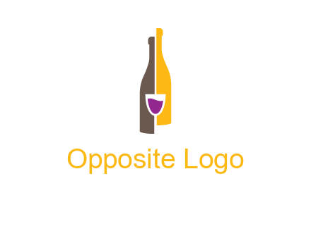 wine bottle with glass logo