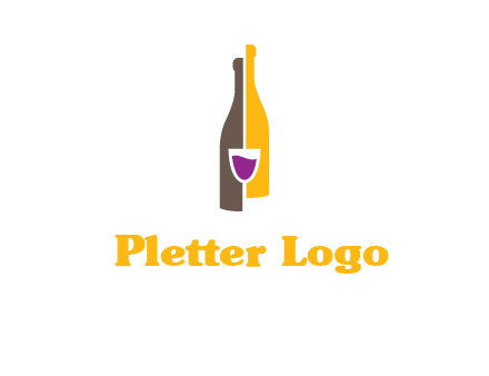 wine bottle with glass logo