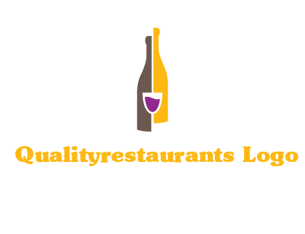 wine bottle with glass logo
