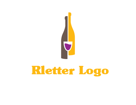 wine bottle with glass logo