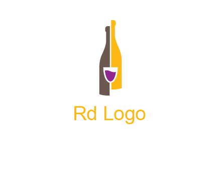 wine bottle with glass logo