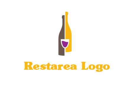 wine bottle with glass logo