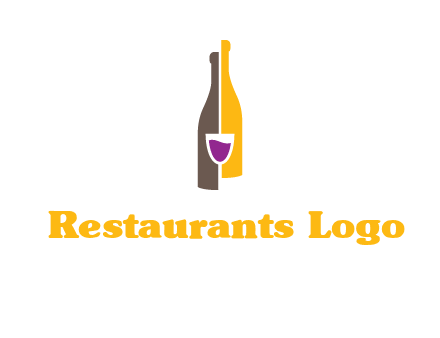 wine bottle with glass logo