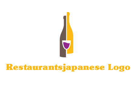 wine bottle with glass logo