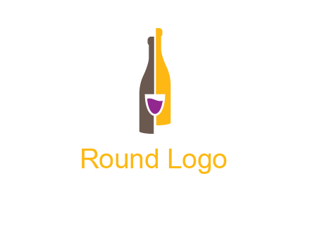 wine bottle with glass logo