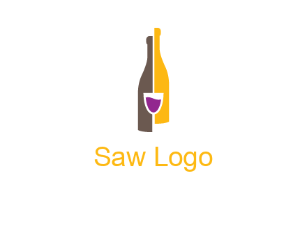 wine bottle with glass logo