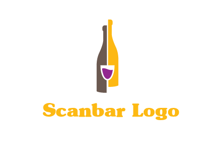 wine bottle with glass logo
