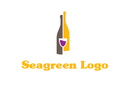 wine bottle with glass logo