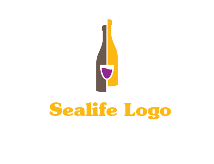 wine bottle with glass logo