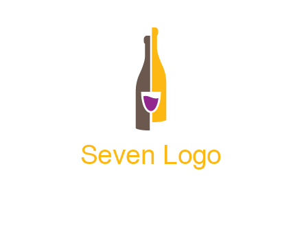 wine bottle with glass logo