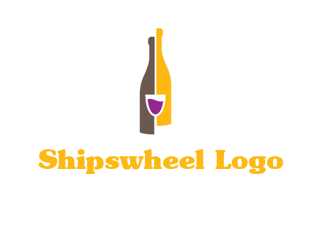 wine bottle with glass logo