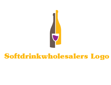 wine bottle with glass logo