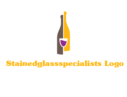 wine bottle with glass logo