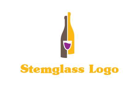 wine bottle with glass logo