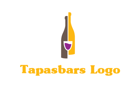 wine bottle with glass logo