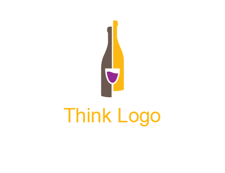 wine bottle with glass logo