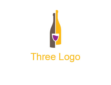 wine bottle with glass logo