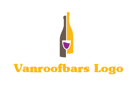 wine bottle with glass logo