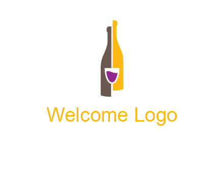 wine bottle with glass logo