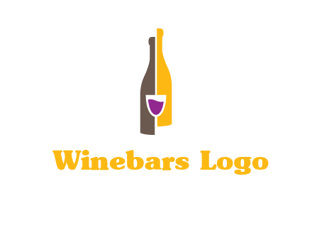 wine bottle with glass logo