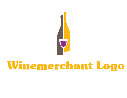 wine bottle with glass logo