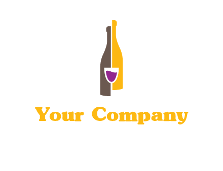 wine bottle with glass logo
