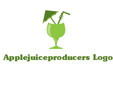 cocktail glass with umbrella and straw logo