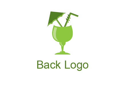 cocktail glass with umbrella and straw logo