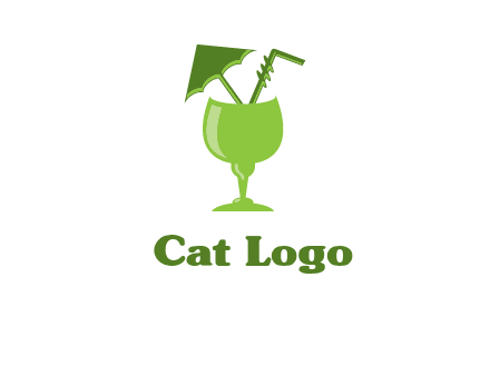 cocktail glass with umbrella and straw logo