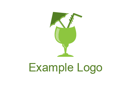 cocktail glass with umbrella and straw logo