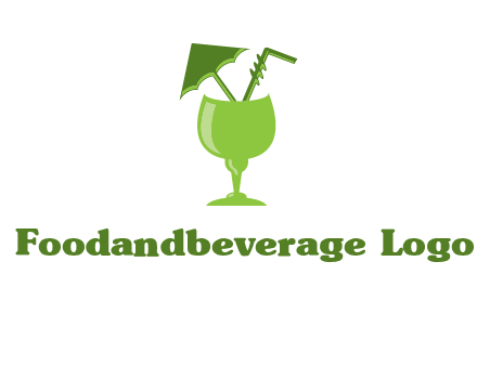 cocktail glass with umbrella and straw logo