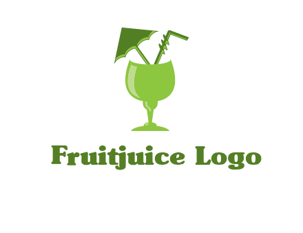 cocktail glass with umbrella and straw logo