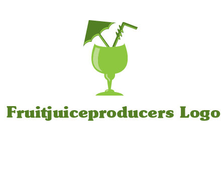 cocktail glass with umbrella and straw logo