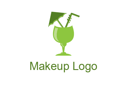 cocktail glass with umbrella and straw logo
