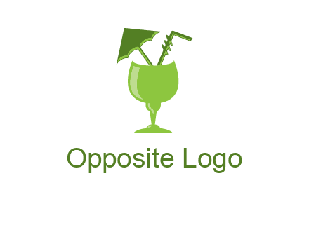 cocktail glass with umbrella and straw logo