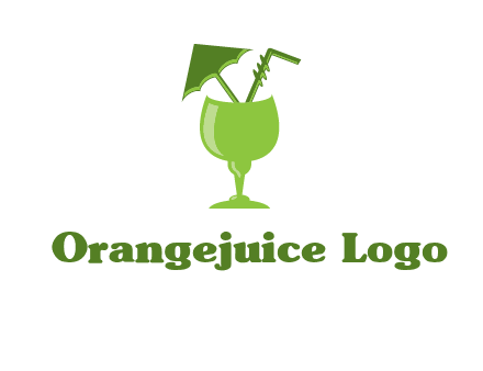 cocktail glass with umbrella and straw logo