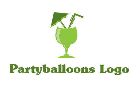 cocktail glass with umbrella and straw logo