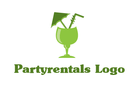 cocktail glass with umbrella and straw logo