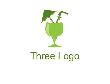 cocktail glass with umbrella and straw logo