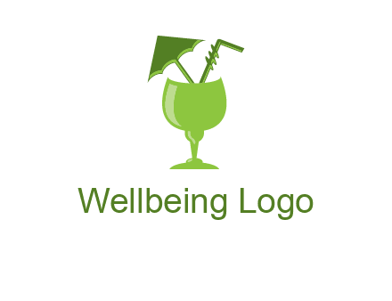 cocktail glass with umbrella and straw logo