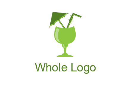 cocktail glass with umbrella and straw logo