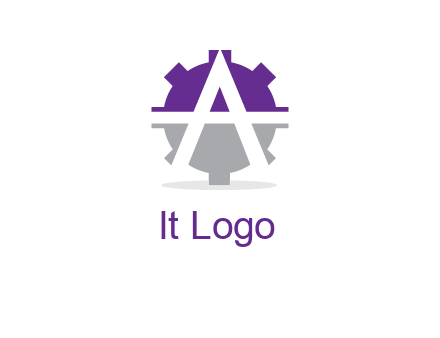 letter A in gear logo
